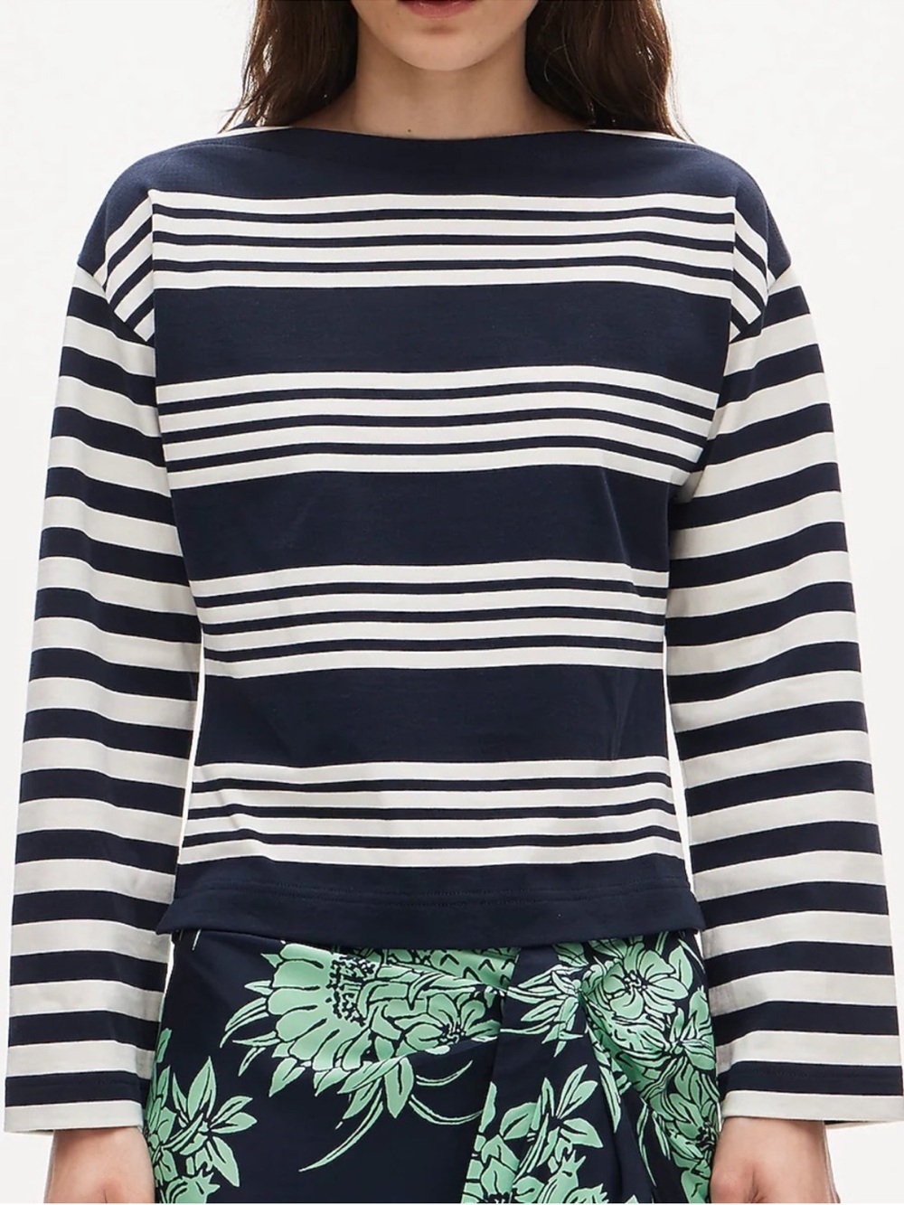 J.Crew Cinched-waist shirt in striped heavyweight cotton size Small Navy / White